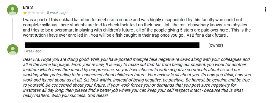 Fake Negative Review